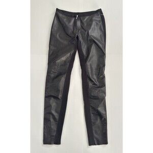 Plein Sud Black Lamb Leather Women's Zipper Pants Size IT 38 US 4/6